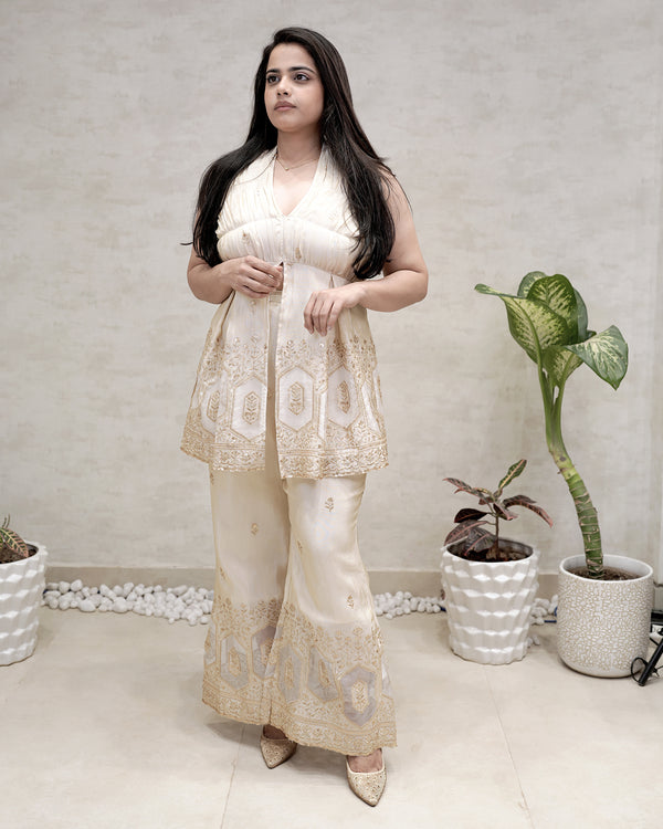 Halter Peplum Top with Flared Pants — view 2