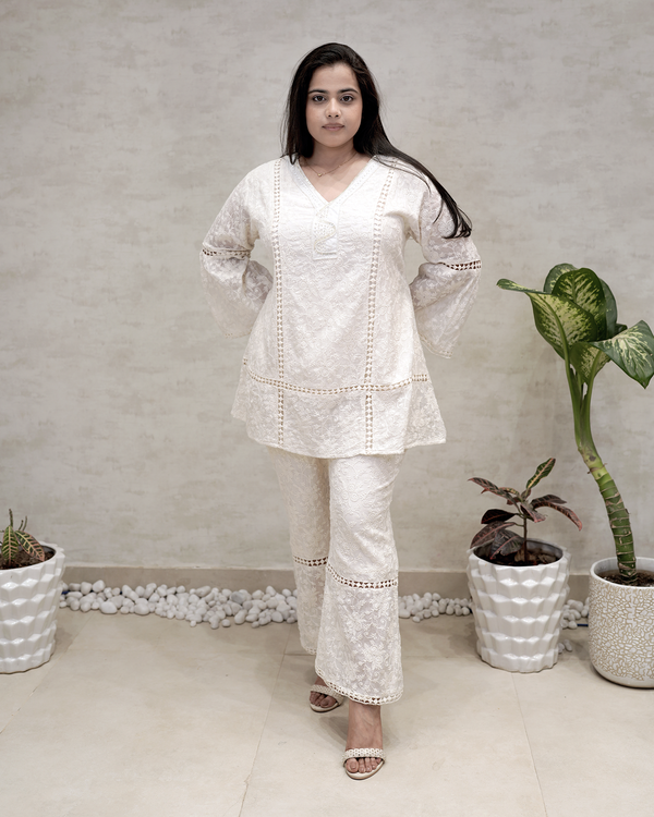A-line Mulchanderi Kurta with Plazzo Pants — view 2