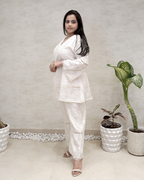 A-line Mulchanderi Kurta with Plazzo Pants