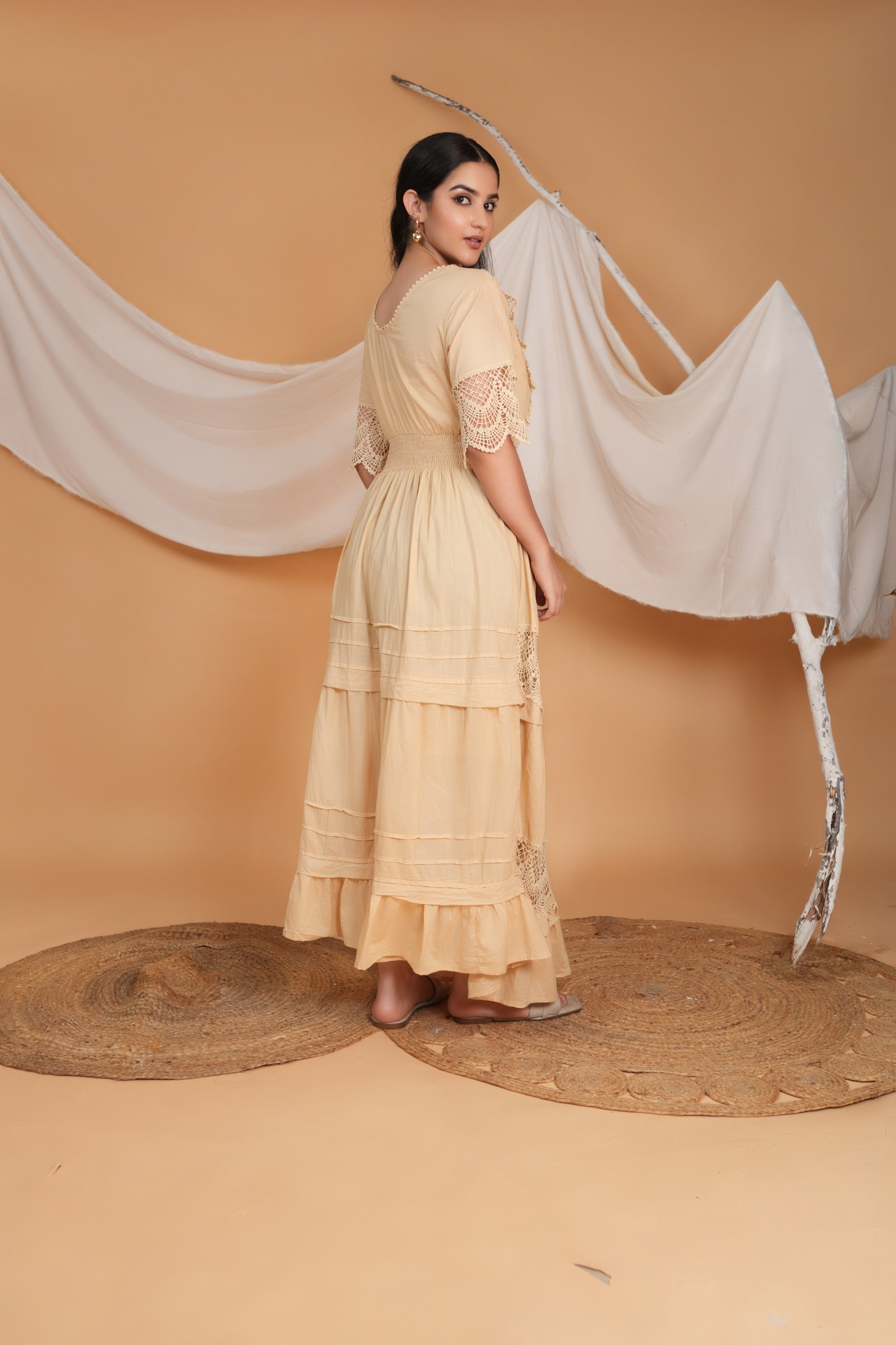 Spring Summer Maxi Dress - Beige Secondary image