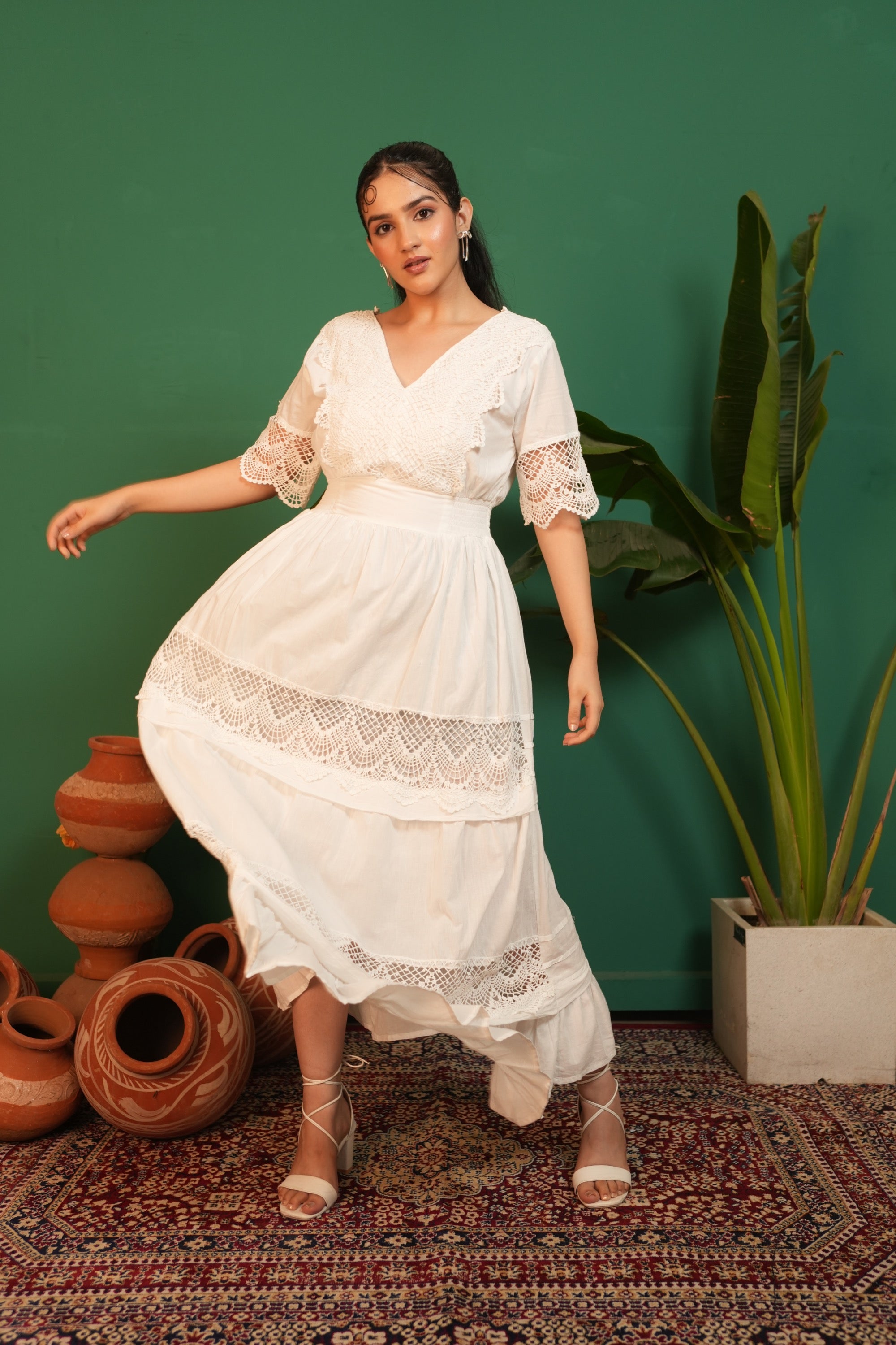 Spring Summer Maxi Dress - White