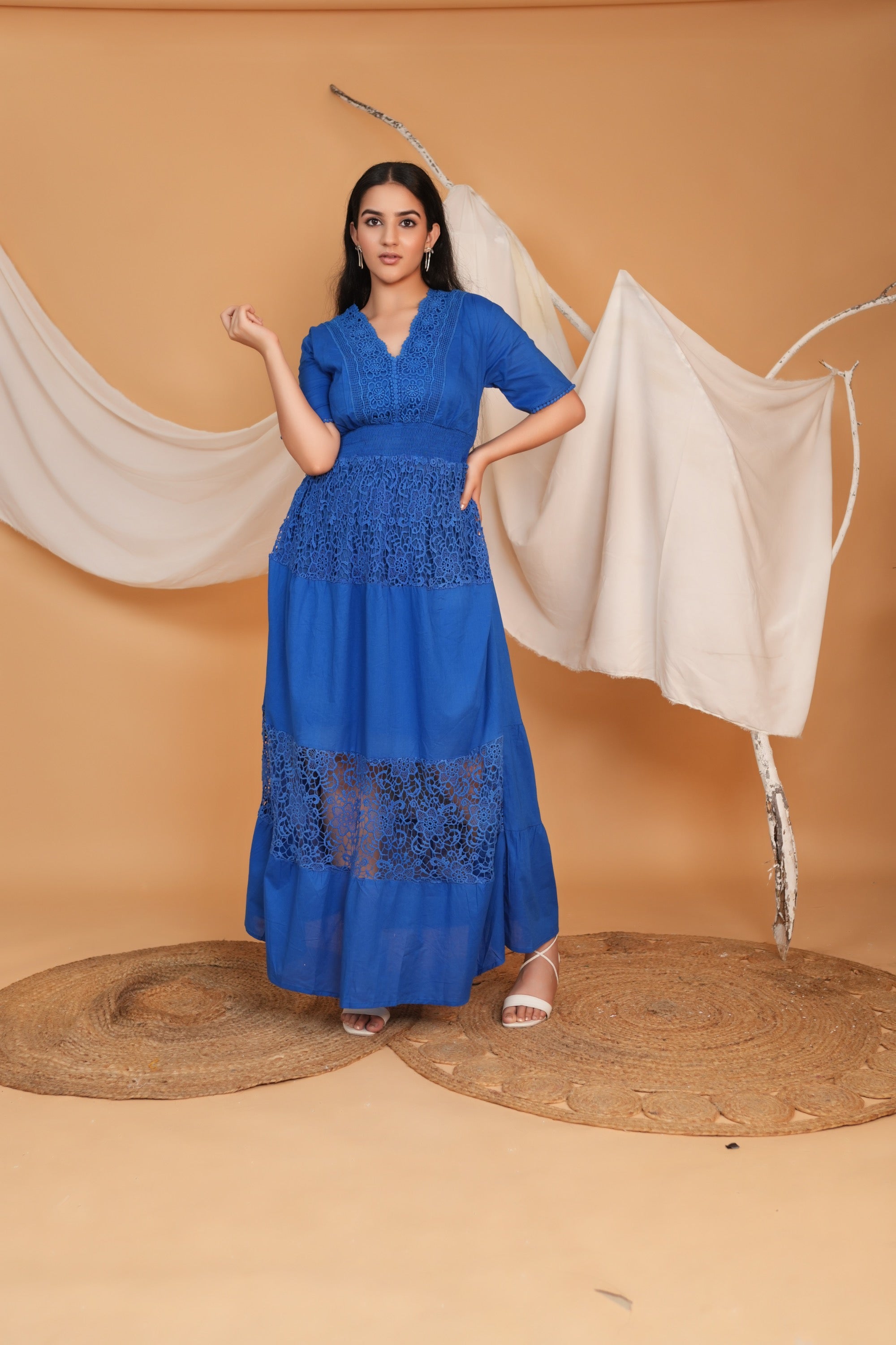 Spring Summer Maxi Dress - Blue