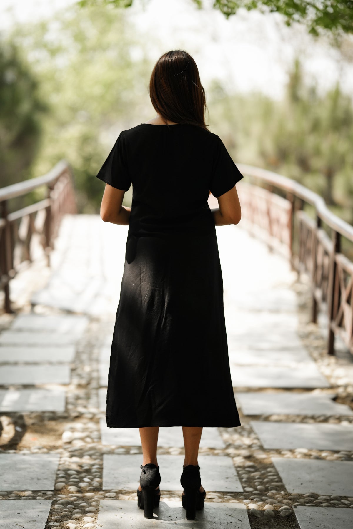 Floral Butterfly Straight Kurta – Black