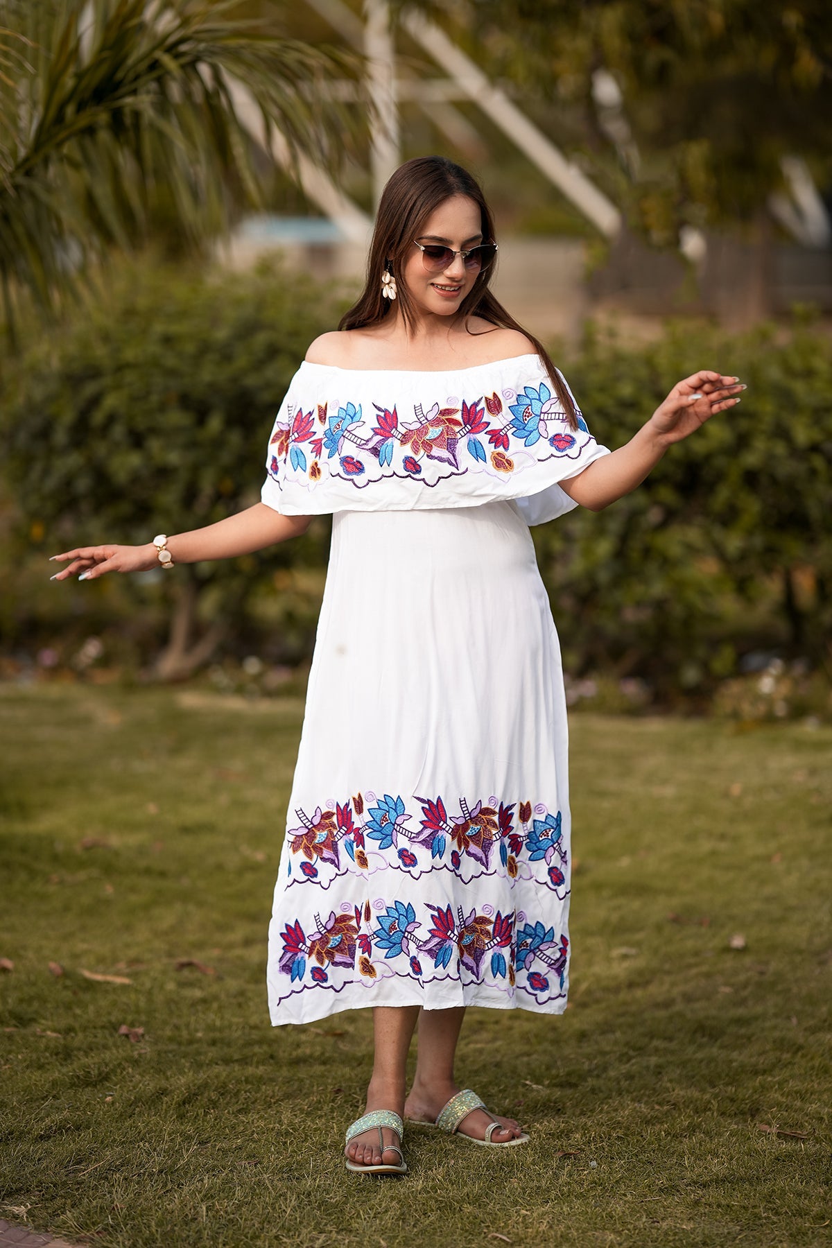 Off-Shoulder Ankle Dress