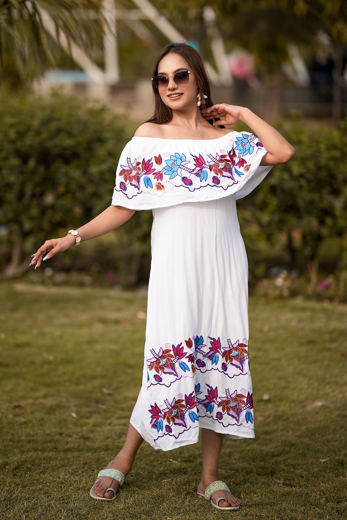 Off-Shoulder Ankle Dress