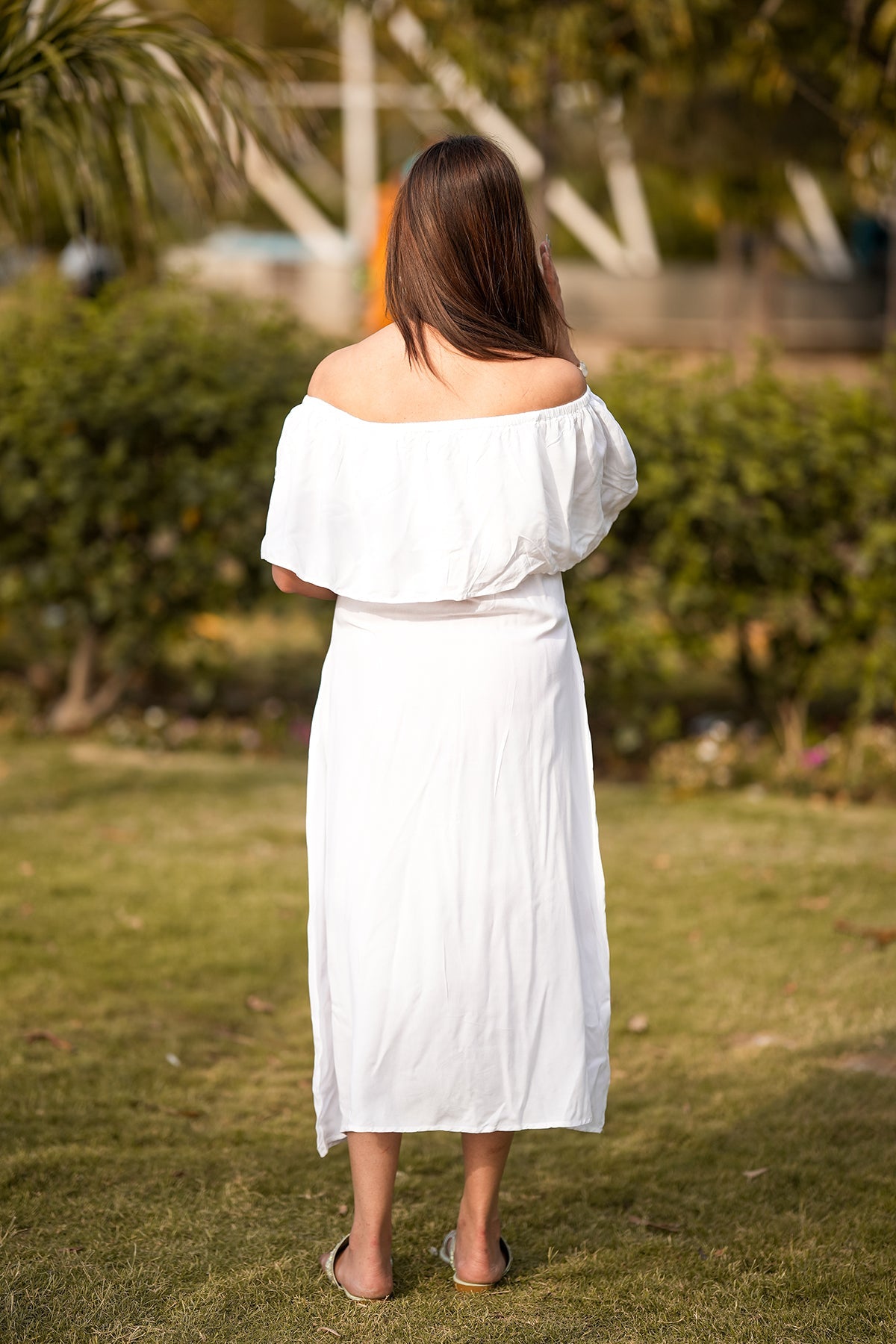 Off Shoulder Ankle Length Dress