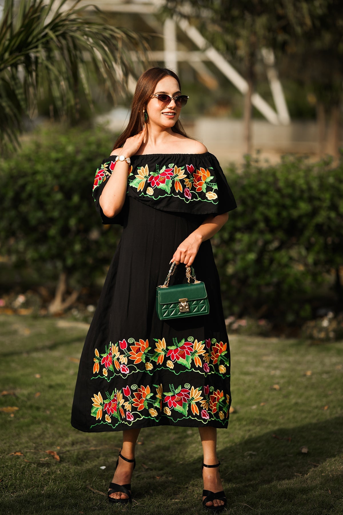 Off Shoulder Ankle Length Dress