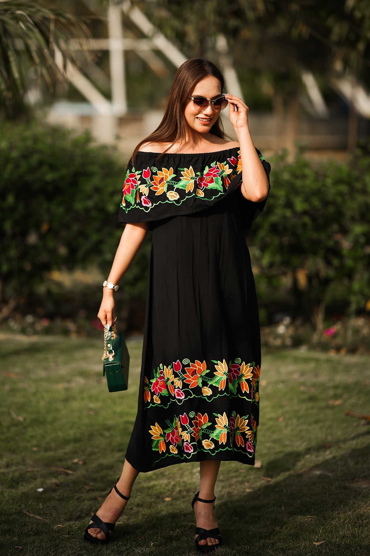 Off Shoulder Ankle Length Dress