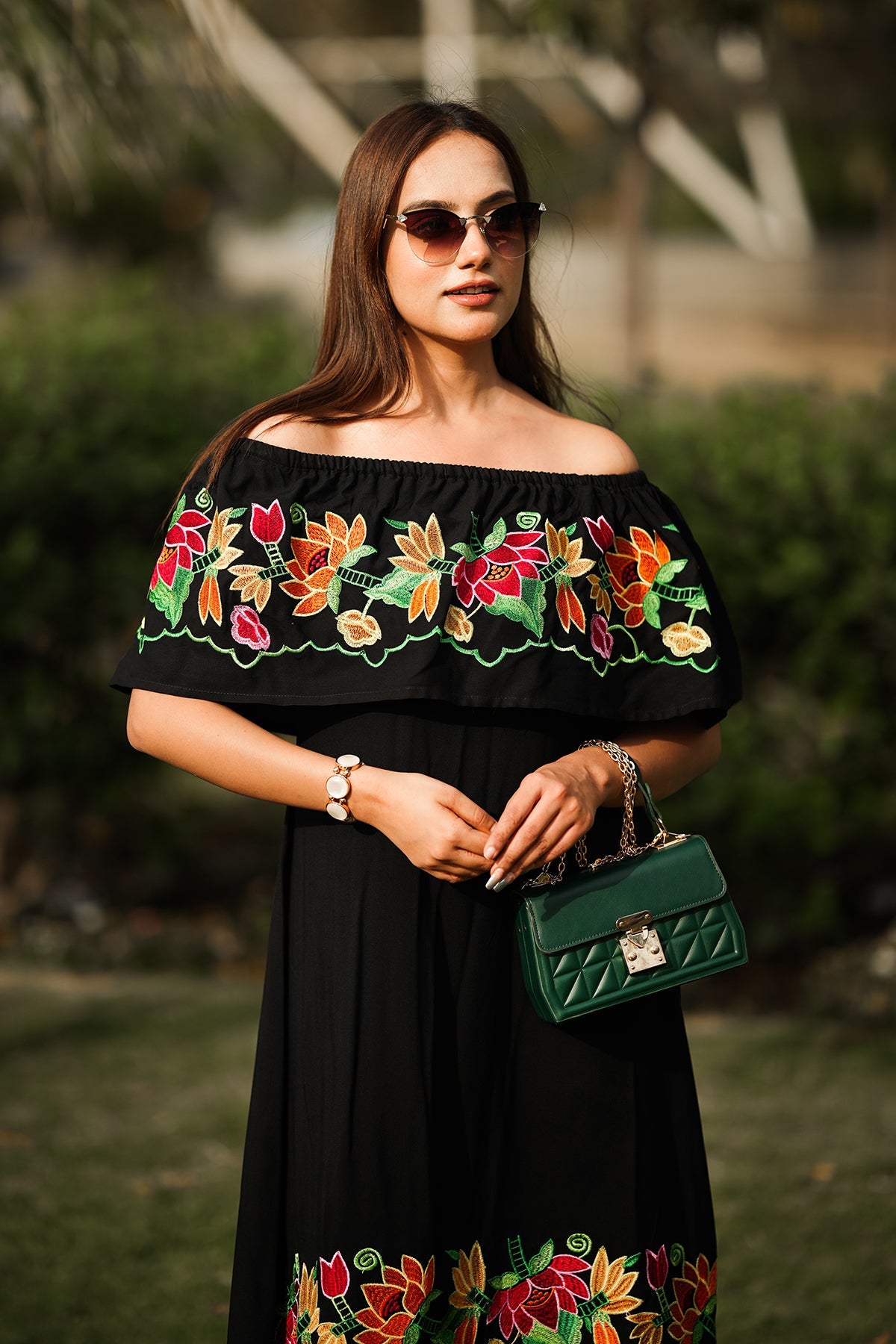 Off Shoulder Ankle Length Dress