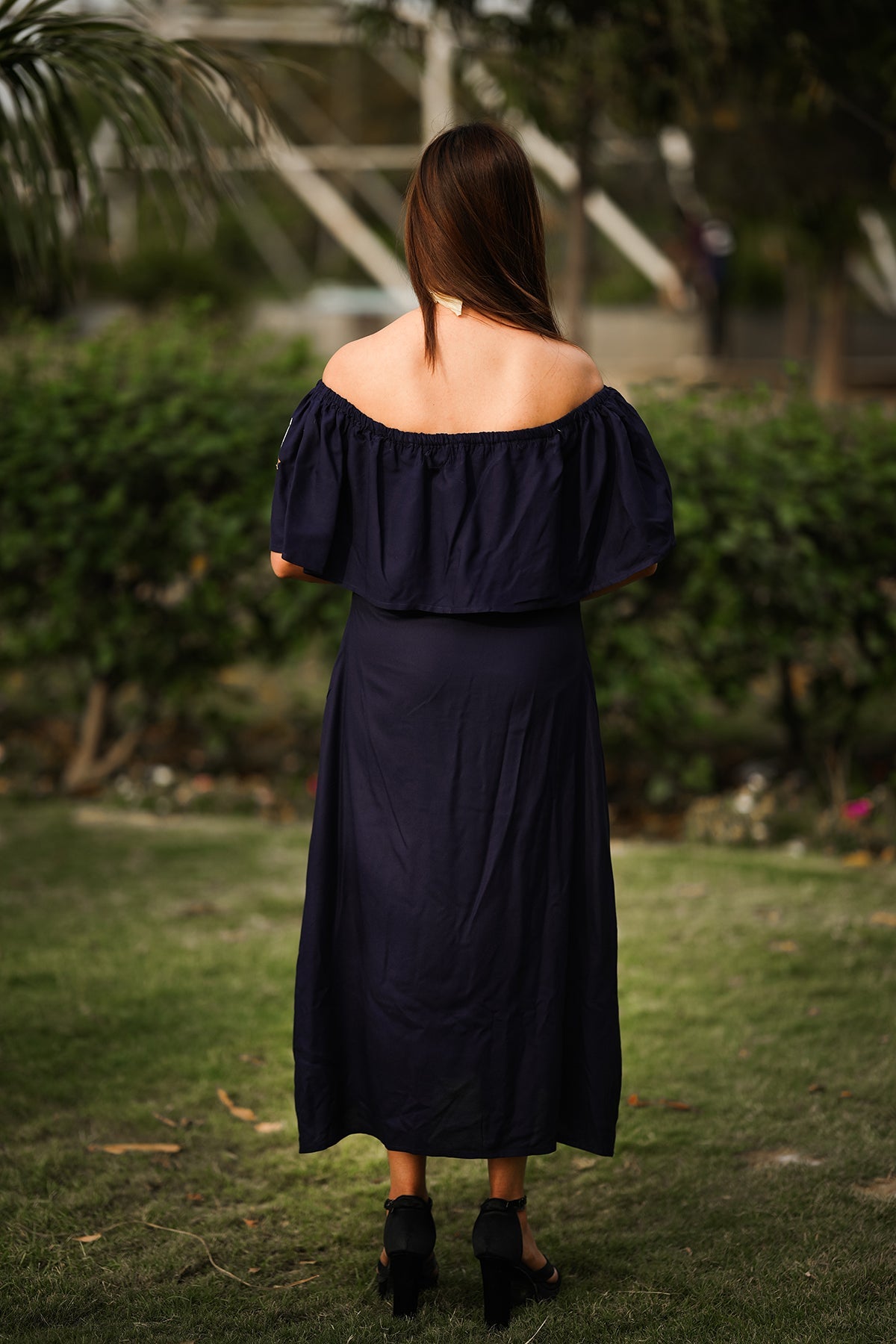 Off Shoulder Ankle Length Dress