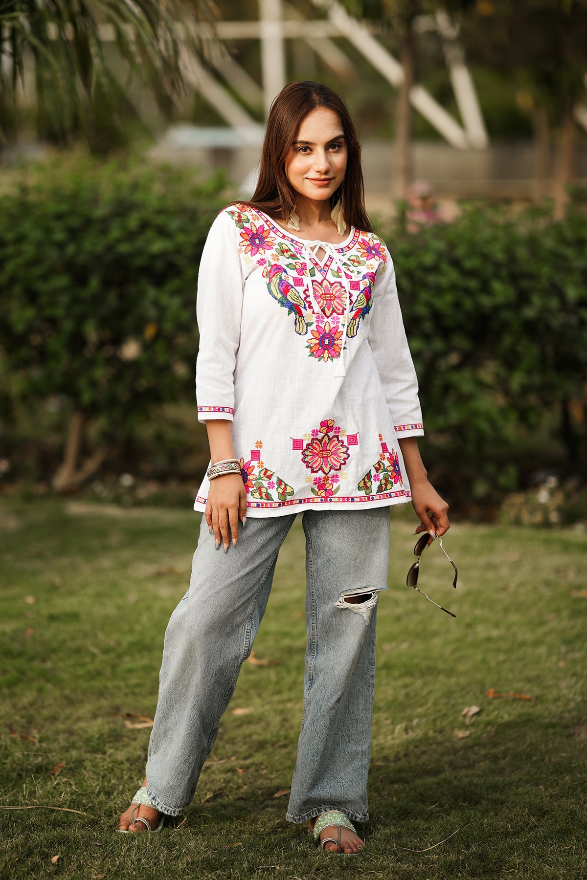 Embroidery with Cross Short Kurta