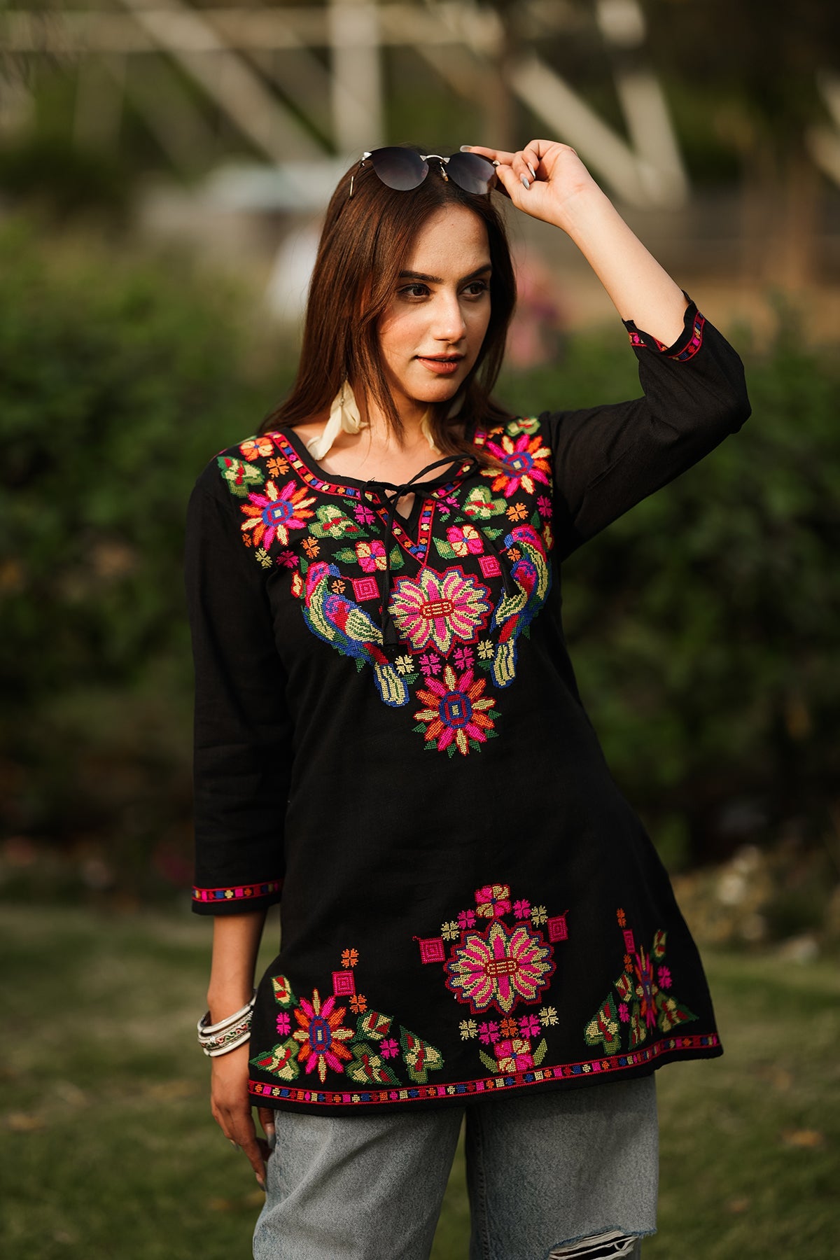 Embroidery with Cross Short Kurta