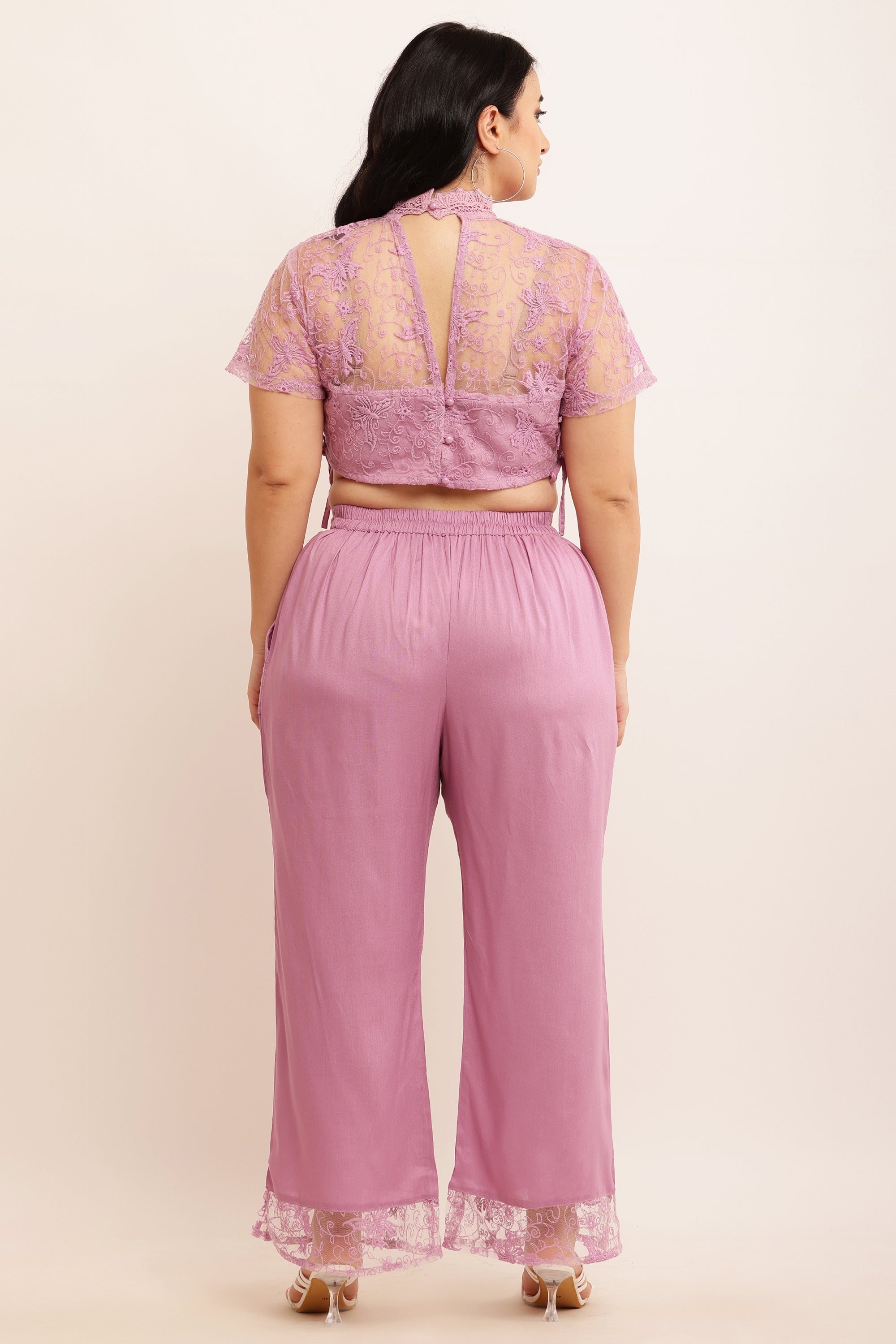 Butterfly Self Design Net Co-ord Set (LAVENDER)