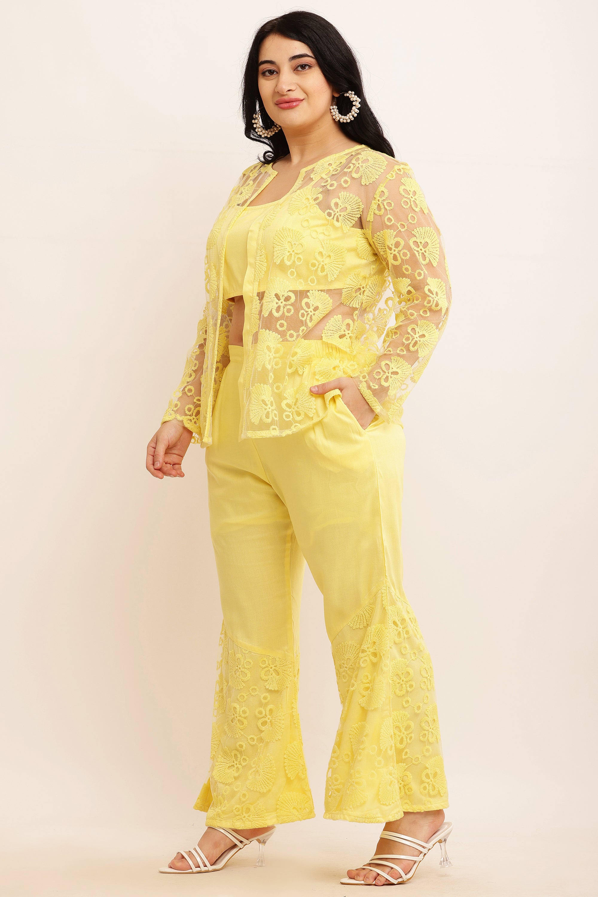 Floral Jacket Co-ord Set (LIME YELLOW) (Copy)