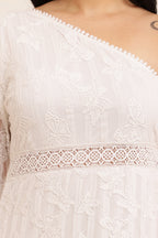 One Shoulder Butterfly Self Design Net Mini Dress