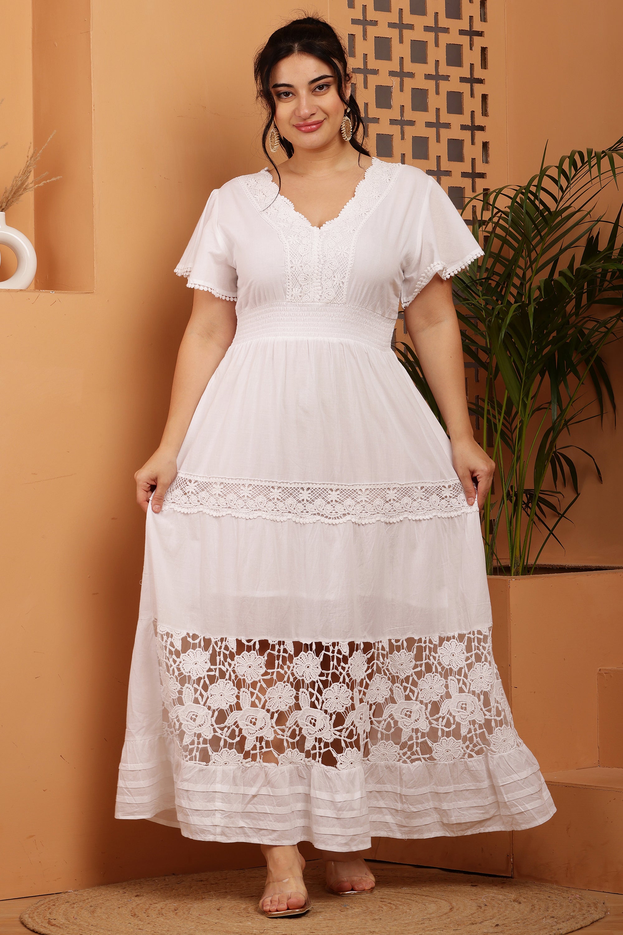 Flair Floral Lace Pintex Maxi Dress