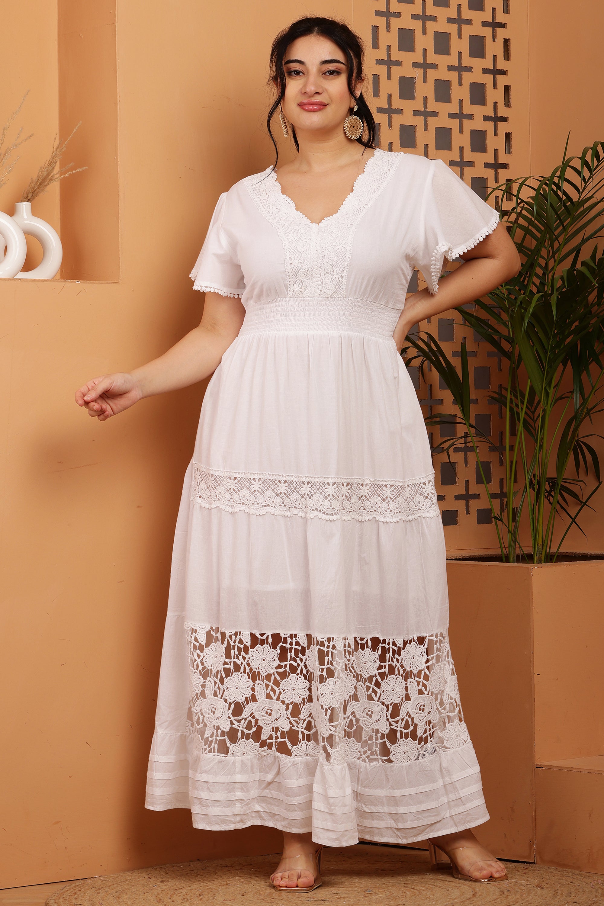 Flair Floral Lace Pintex Maxi Dress