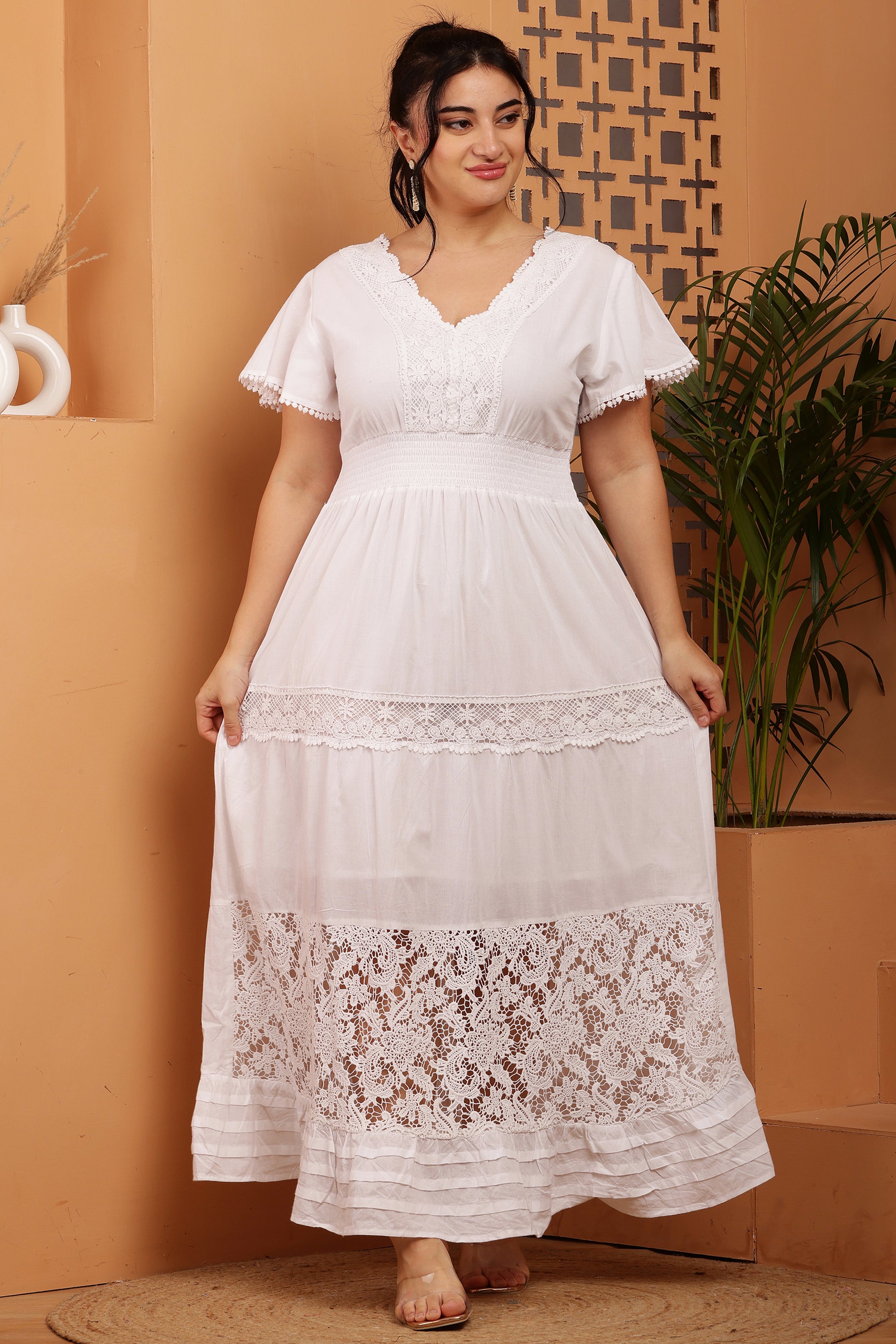 Flair Floral Lace Pintex Maxi Dress