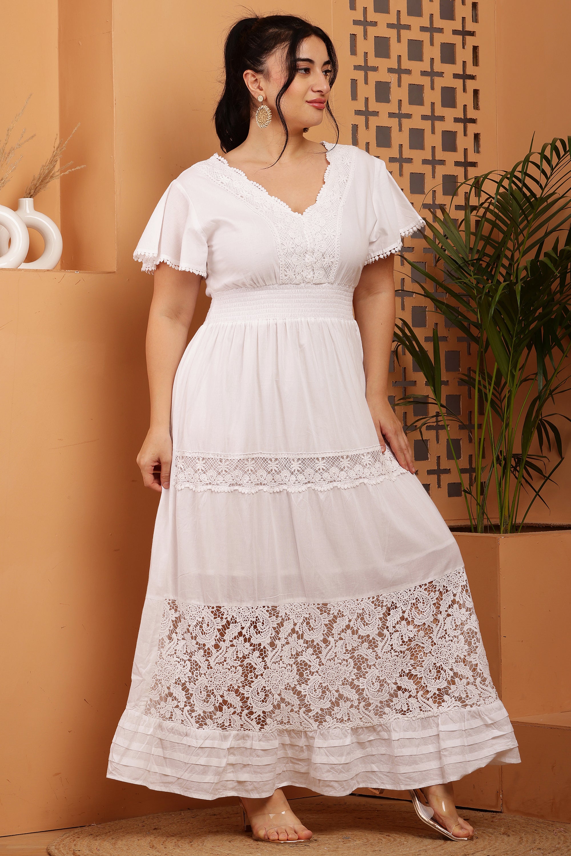 Flair Floral Lace Pintex Maxi Dress