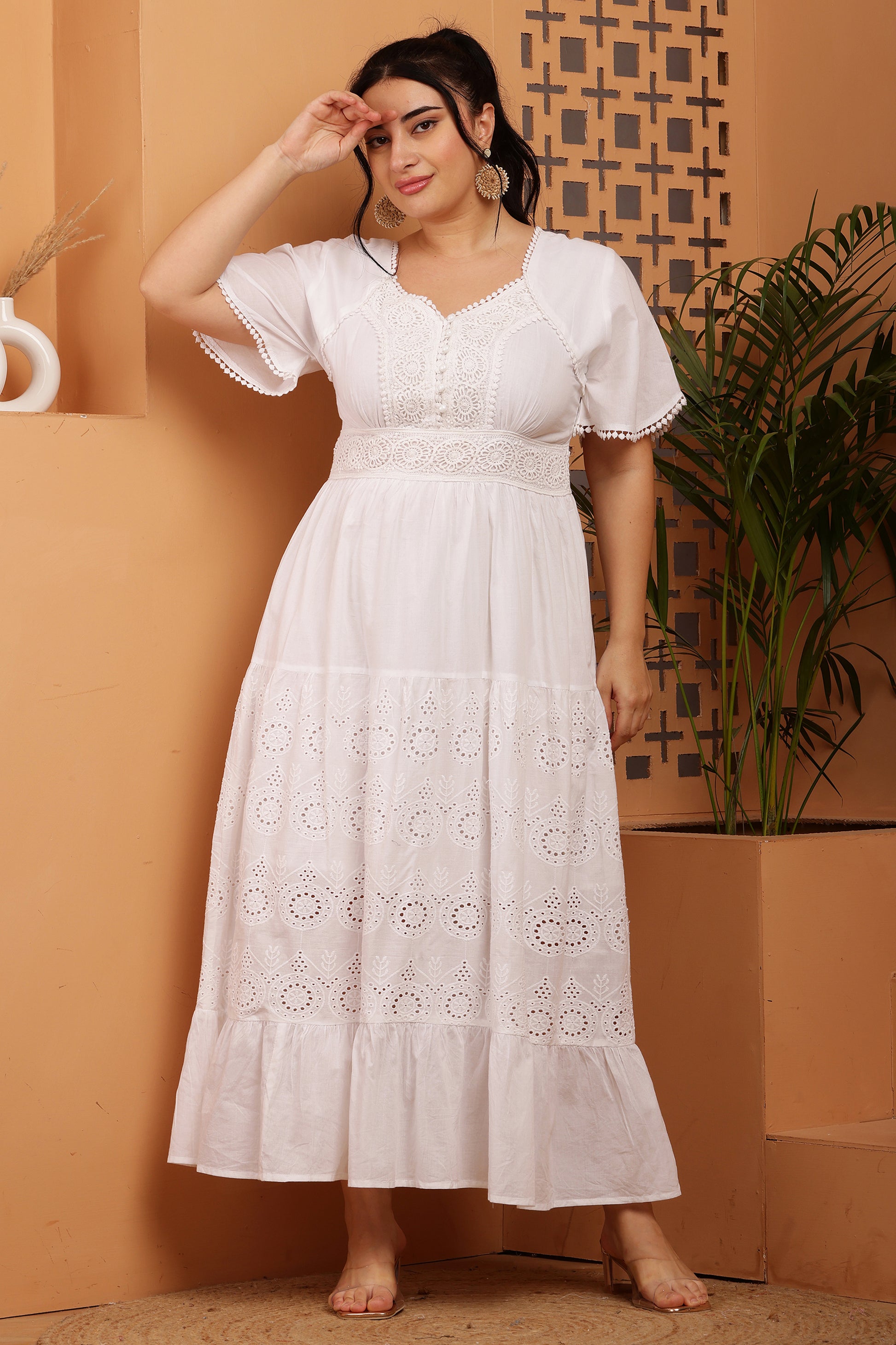 Flair Schiffli Maxi Dress