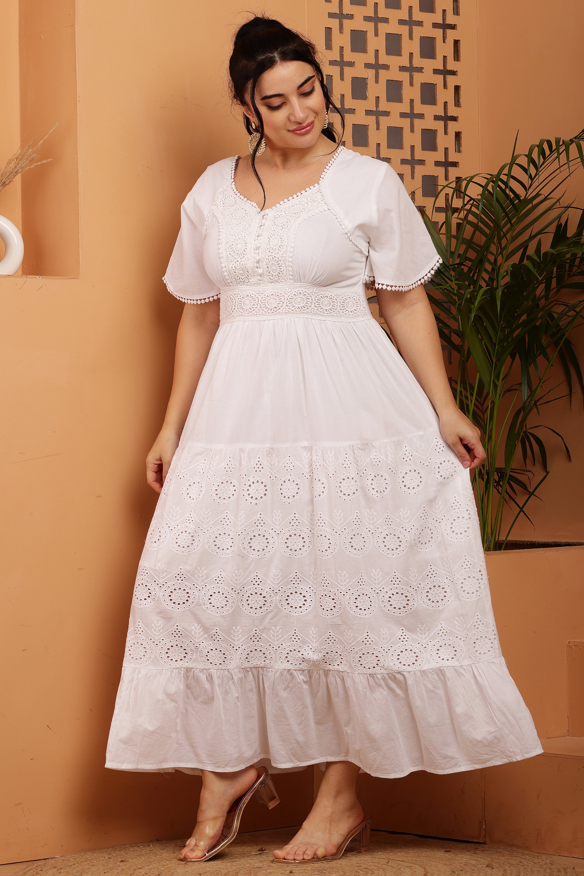 Flair Schiffli Maxi Dress