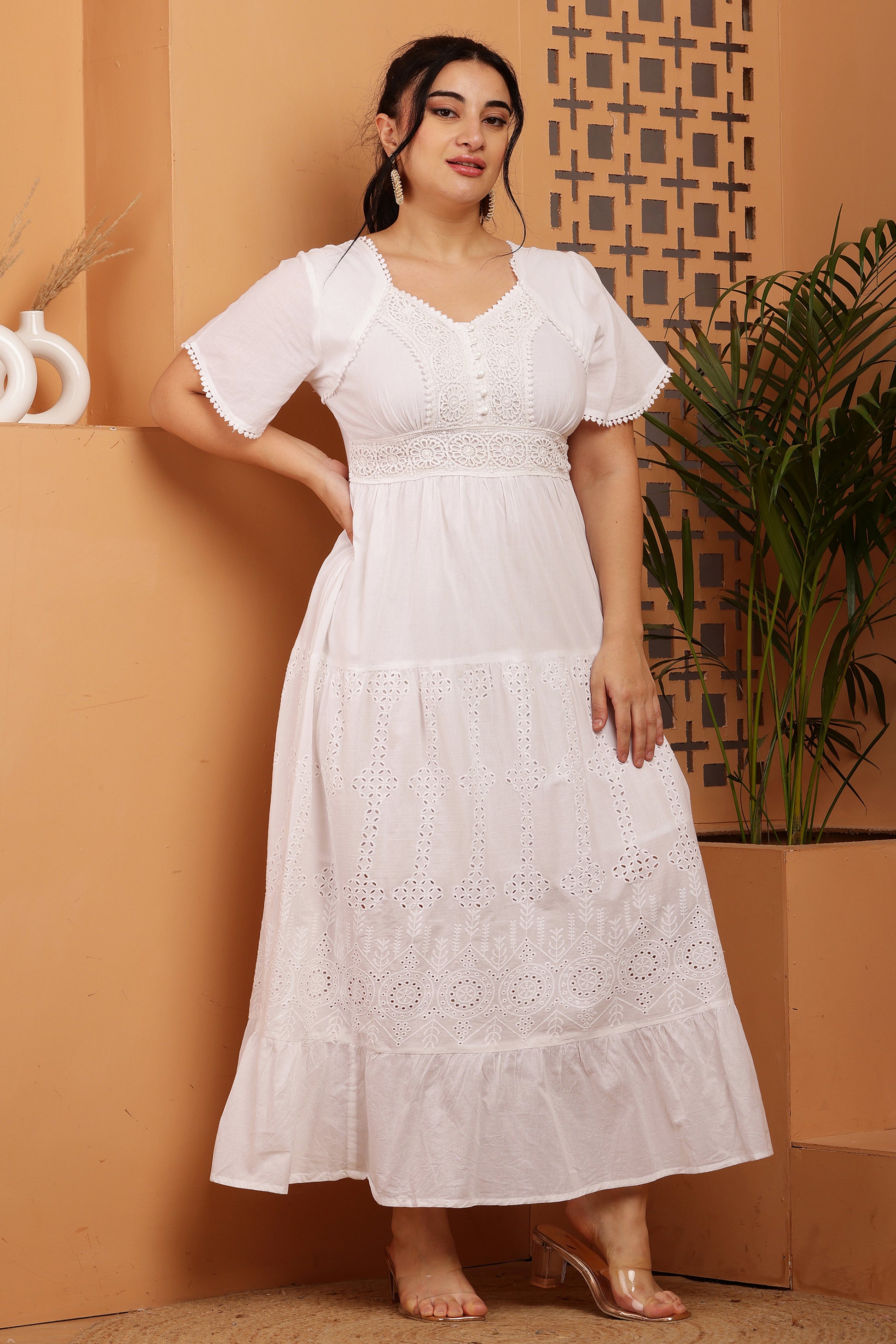 Flair Schiffli Maxi Dress