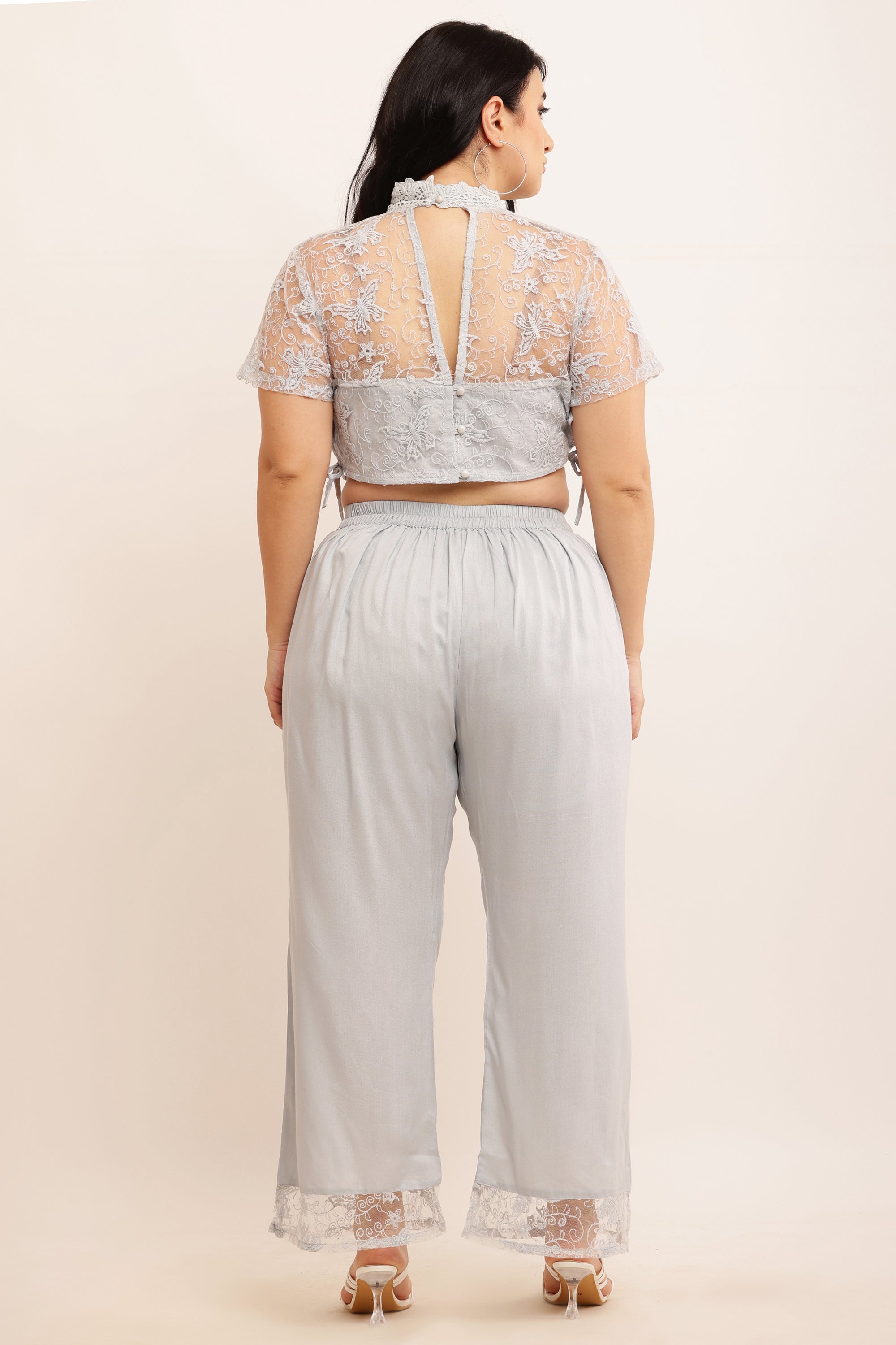 Butterfly Self Design Net Co-ord Set (LAVENDER)