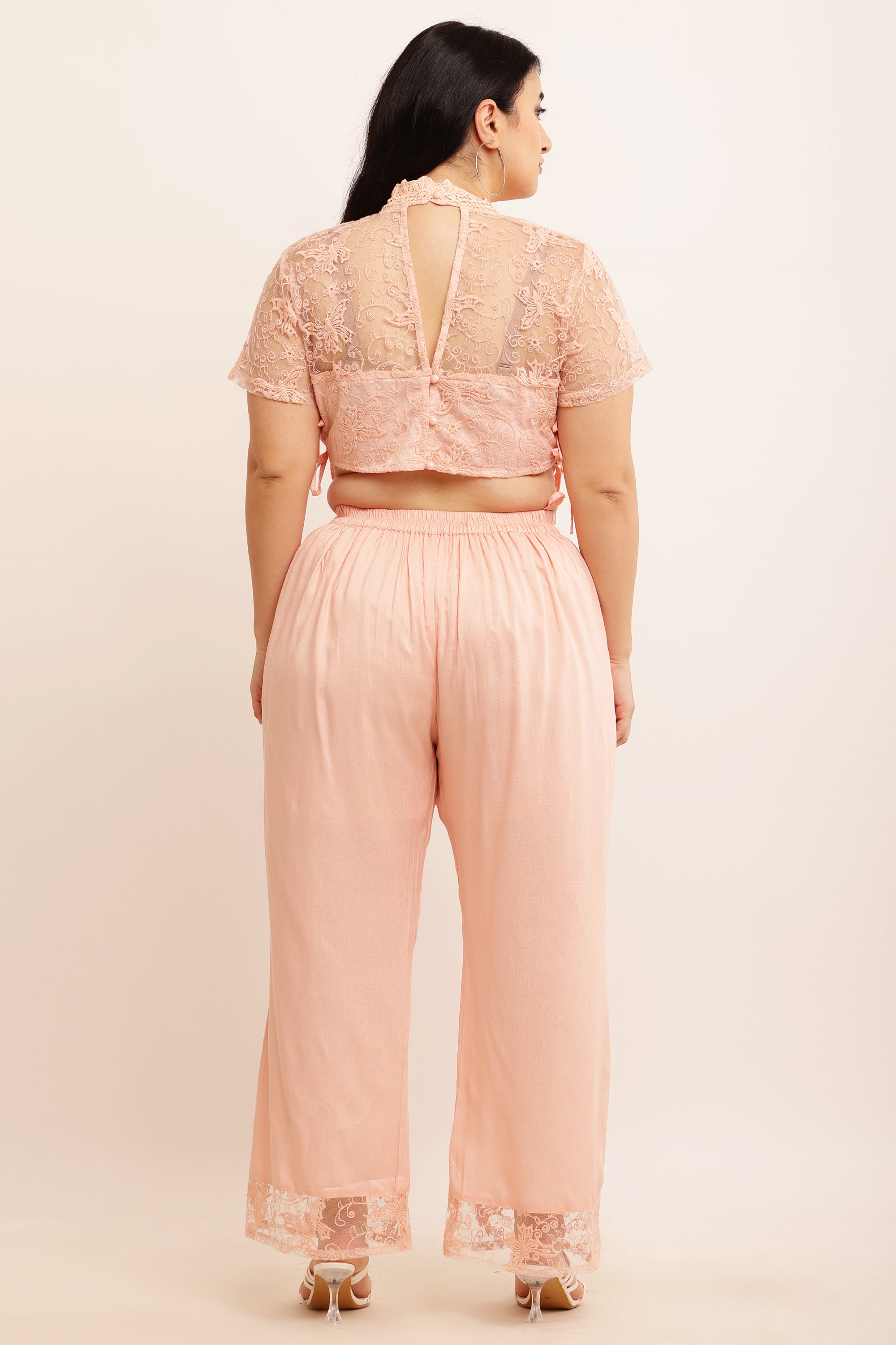 Butterfly Self Design Net Co-ord Set (LAVENDER)