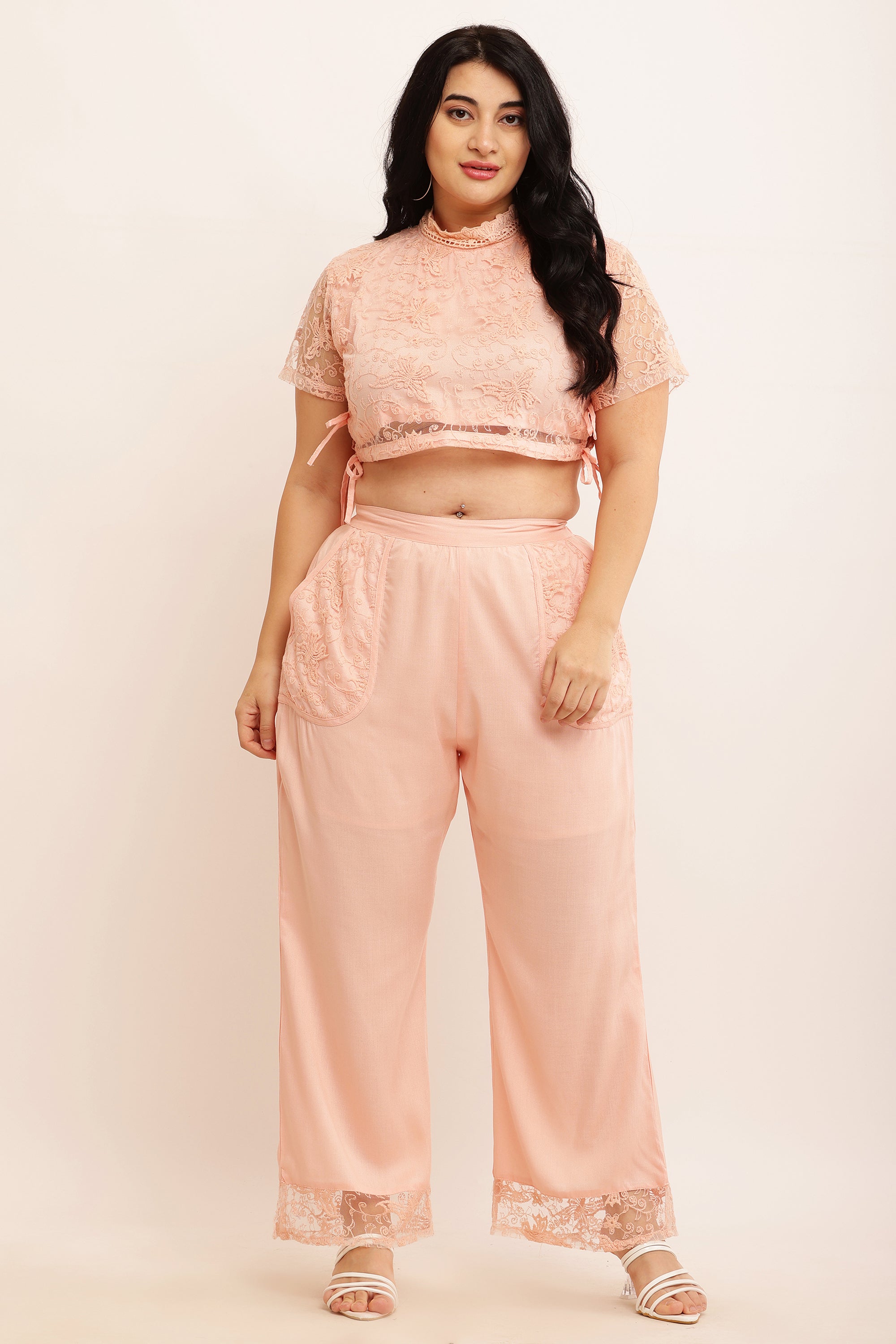 Butterfly Self Design Net Co-ord Set (LAVENDER)