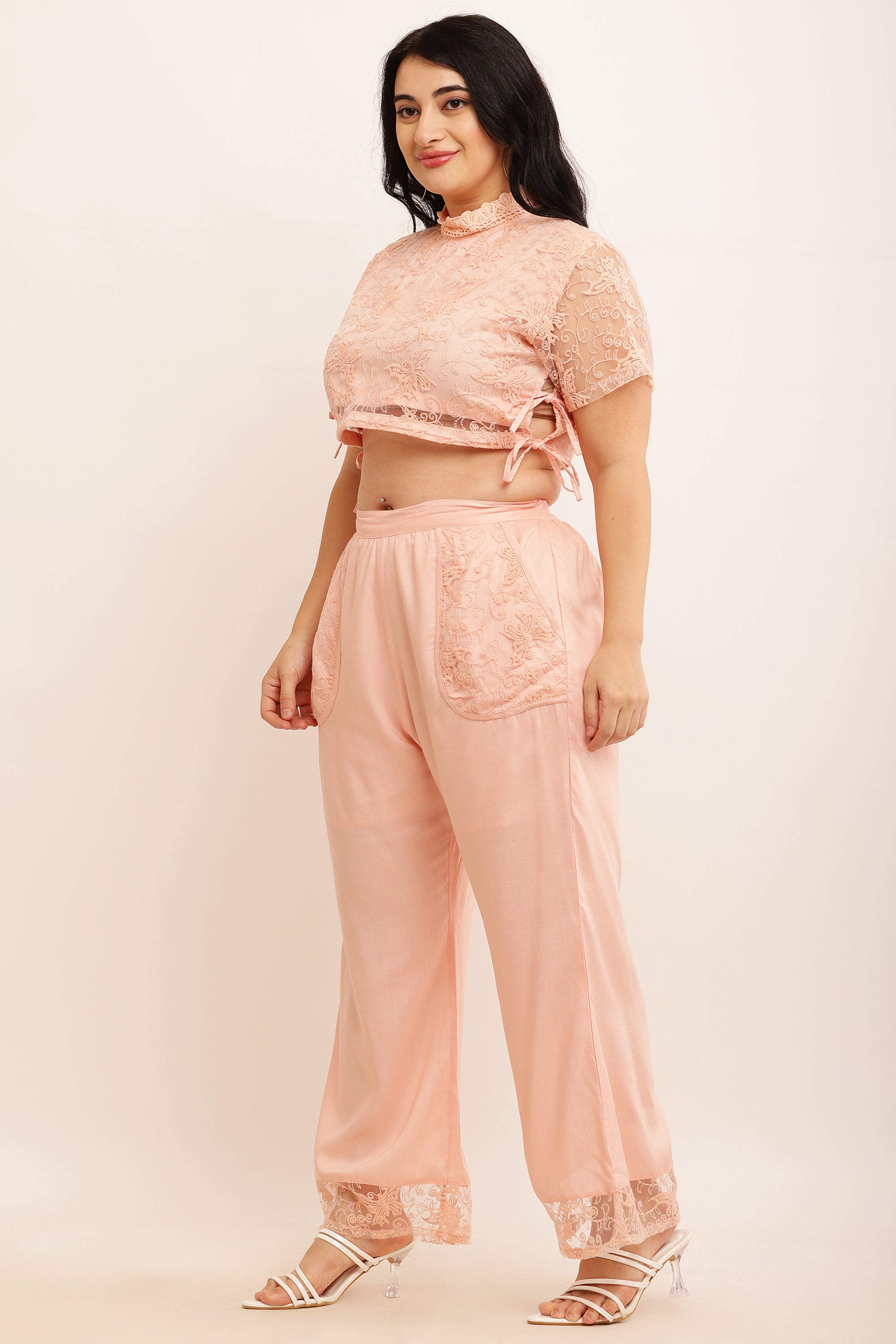 Butterfly Self Design Net Co-ord Set (LAVENDER)
