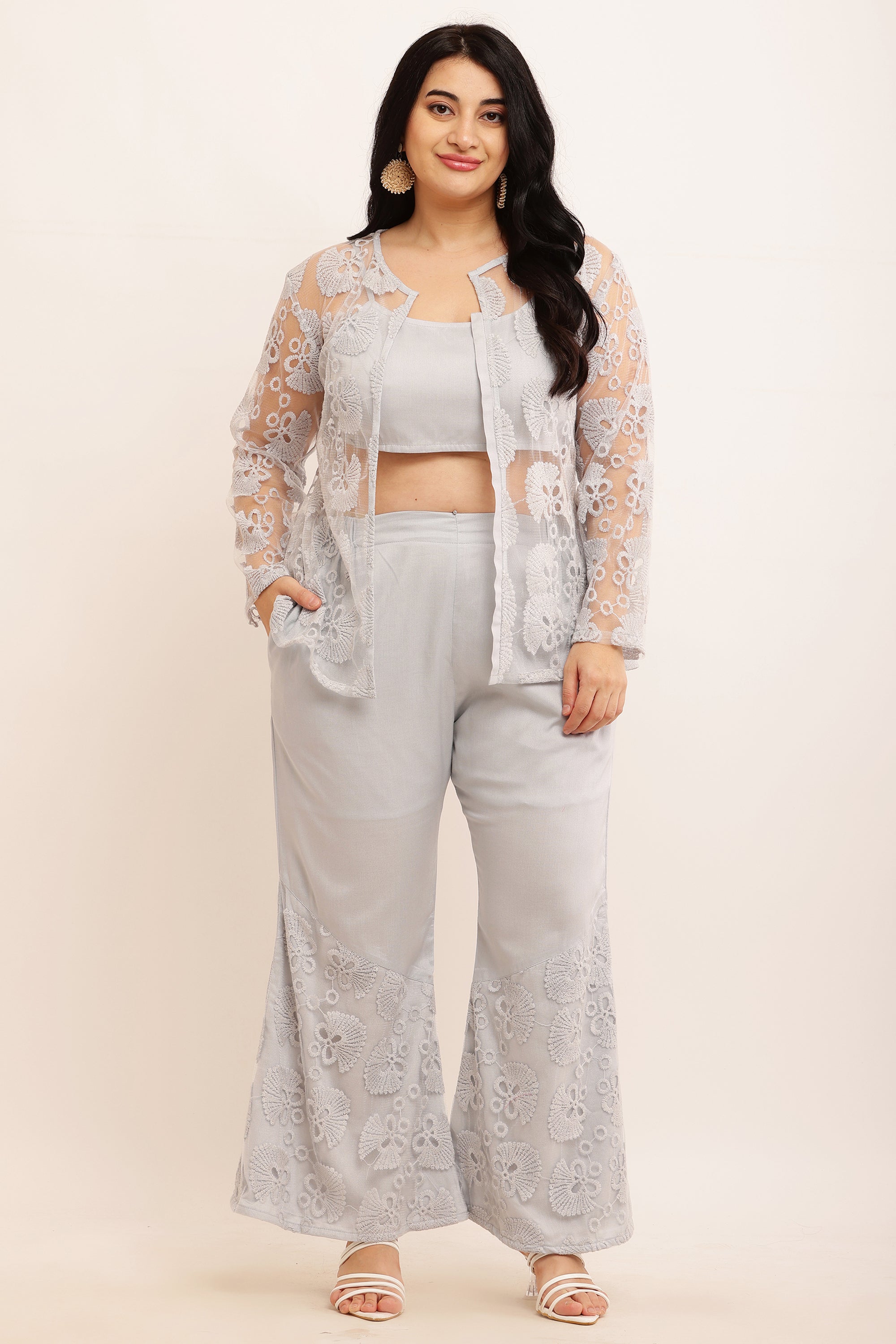 Floral Jacket Co-ord Set (POWDER BLUE)