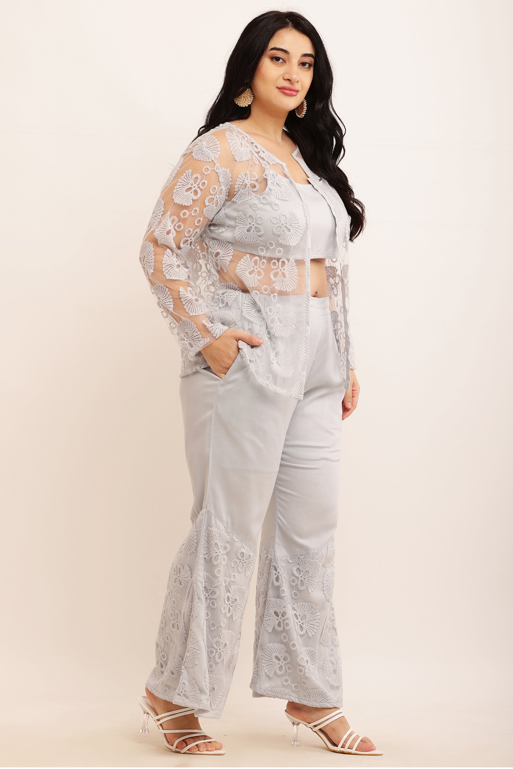 Floral Jacket Co-ord Set (POWDER BLUE)
