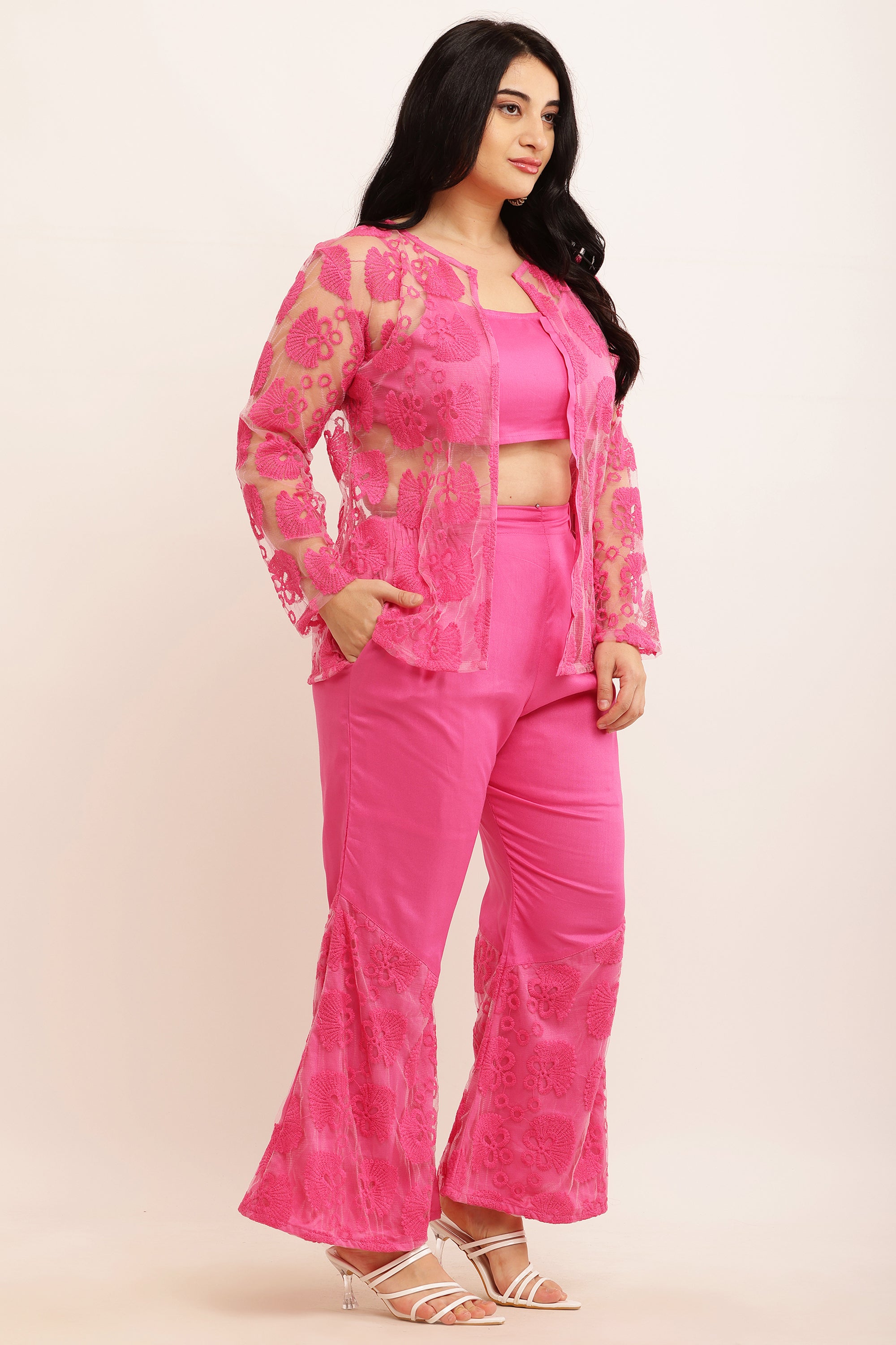 Floral Jacket Co-ord Set (HOT PINK)
