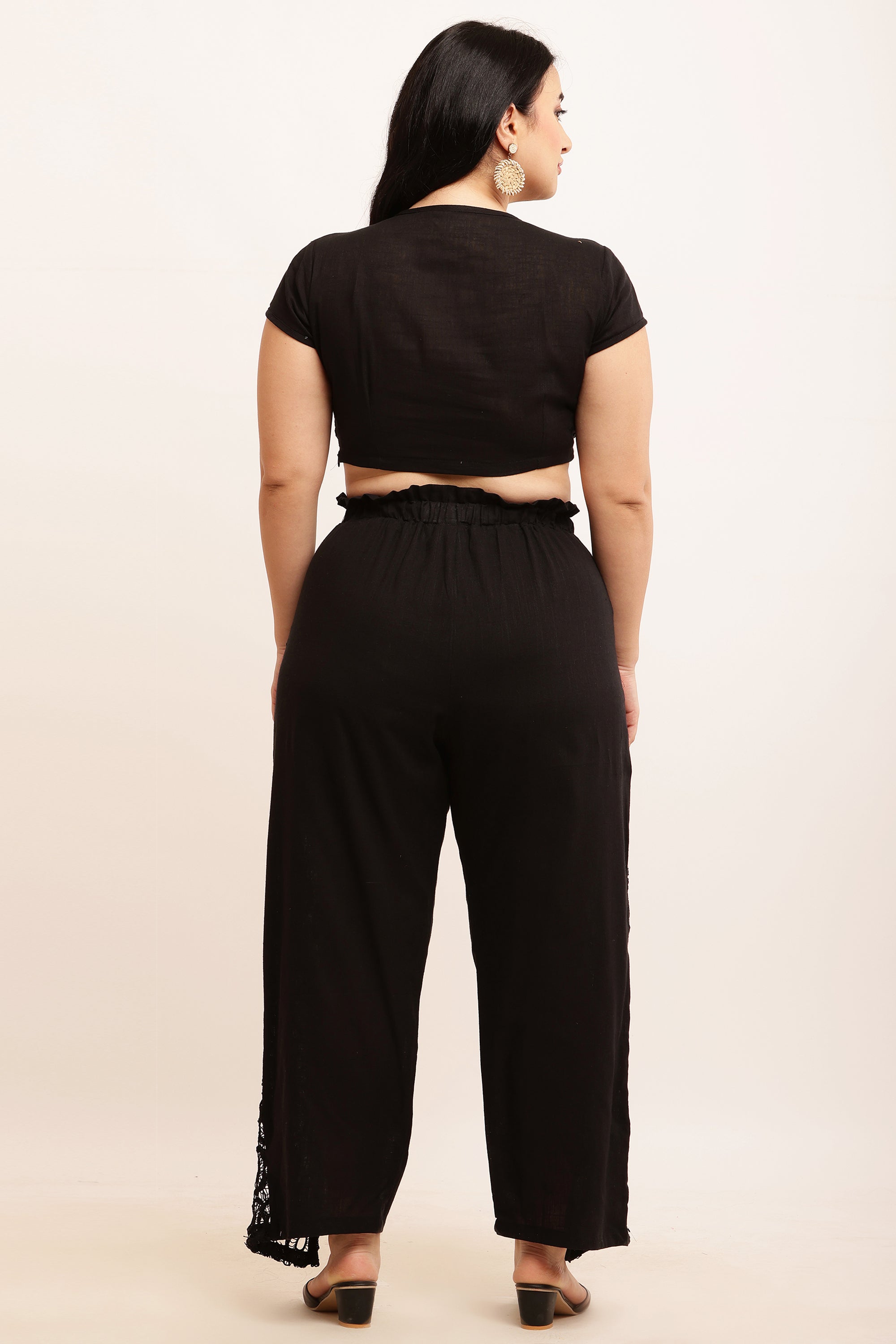 GPO Lace Co-ord Set - Crop Top & Pants Combo (PEACH)