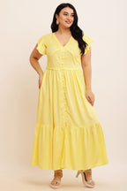 Spring Summer Midi Dress ( LIME YELLOW)