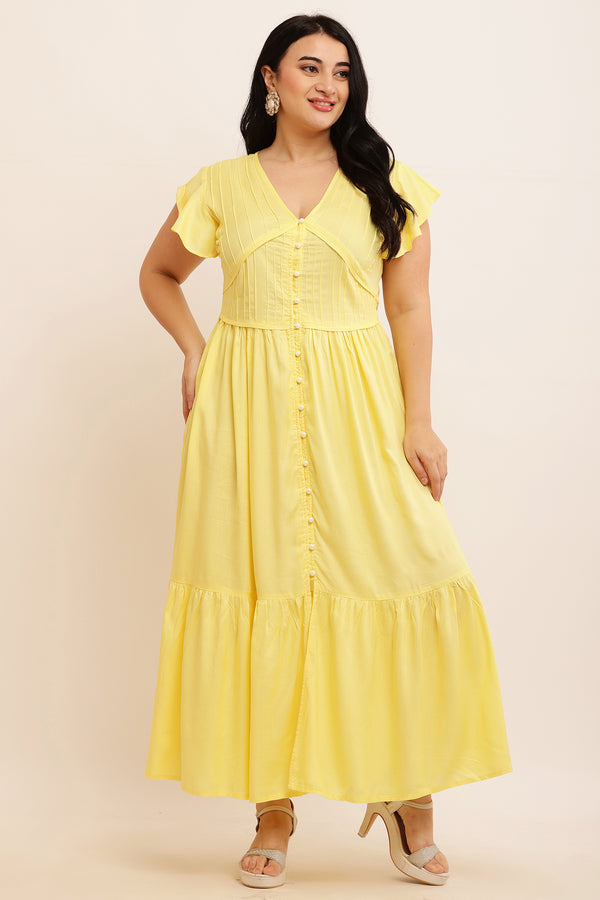 Spring Summer Midi Dress ( LIME YELLOW) — view 2