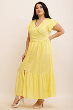 Spring Summer Midi Dress ( LIME YELLOW)