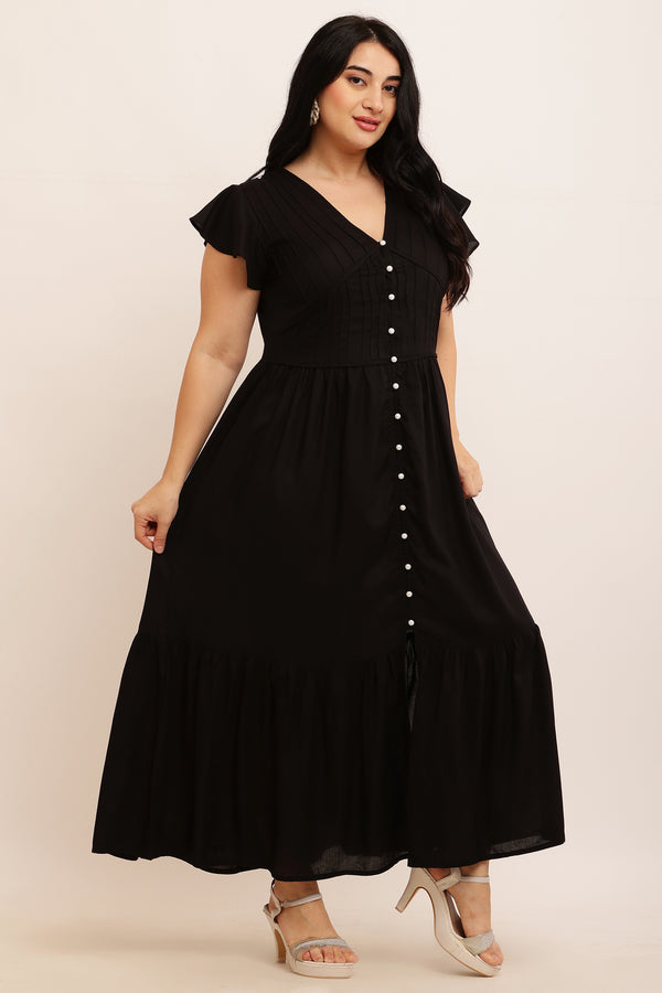 Spring Summer Midi Dress (BLACK) — view 2