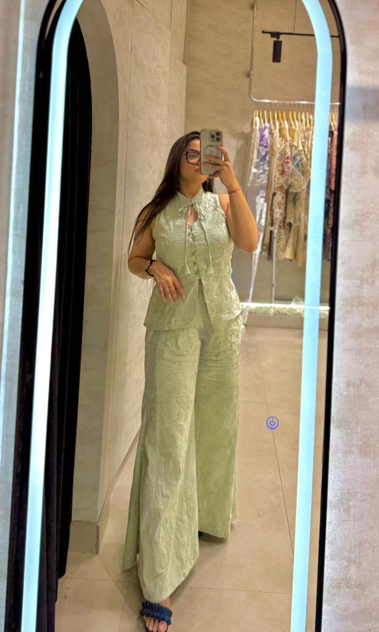 Vest Style Thread Schiffli Coord Set