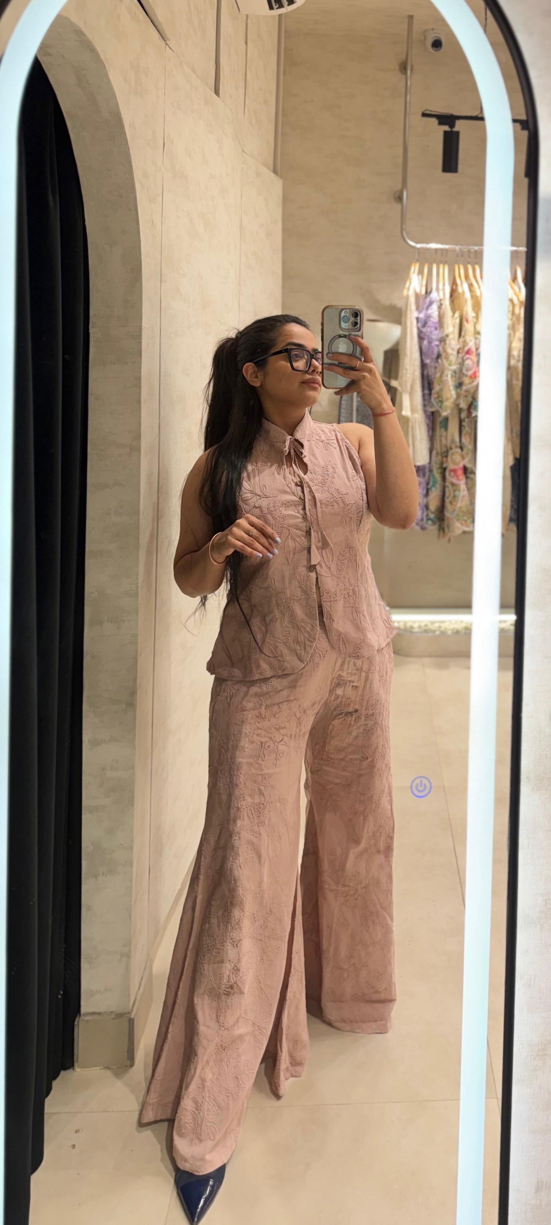 Vest Style Thread Schiffli Coord Set