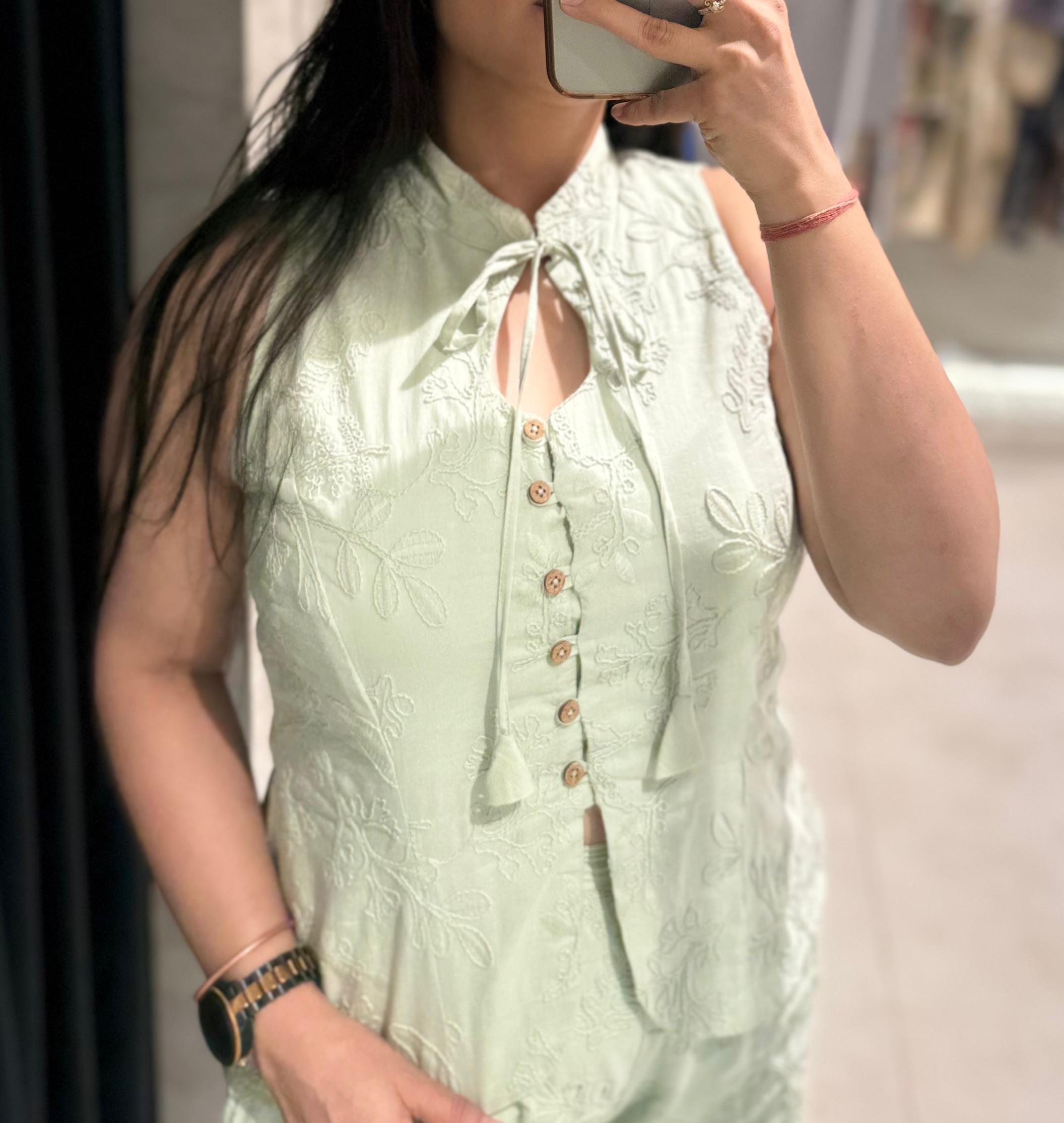 Vest Style Thread Schiffli Coord Set