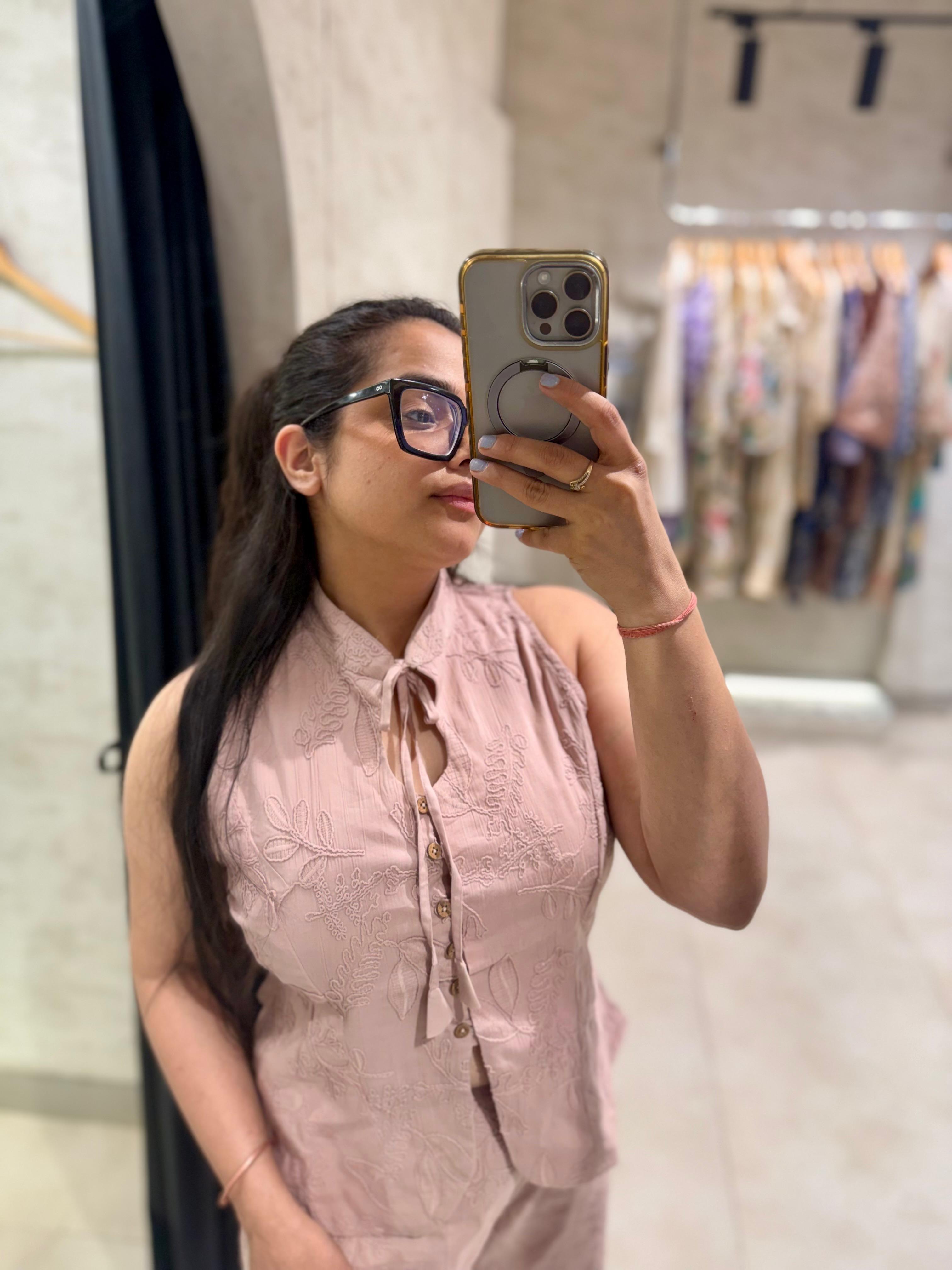 Vest Style Thread Schiffli Coord Set