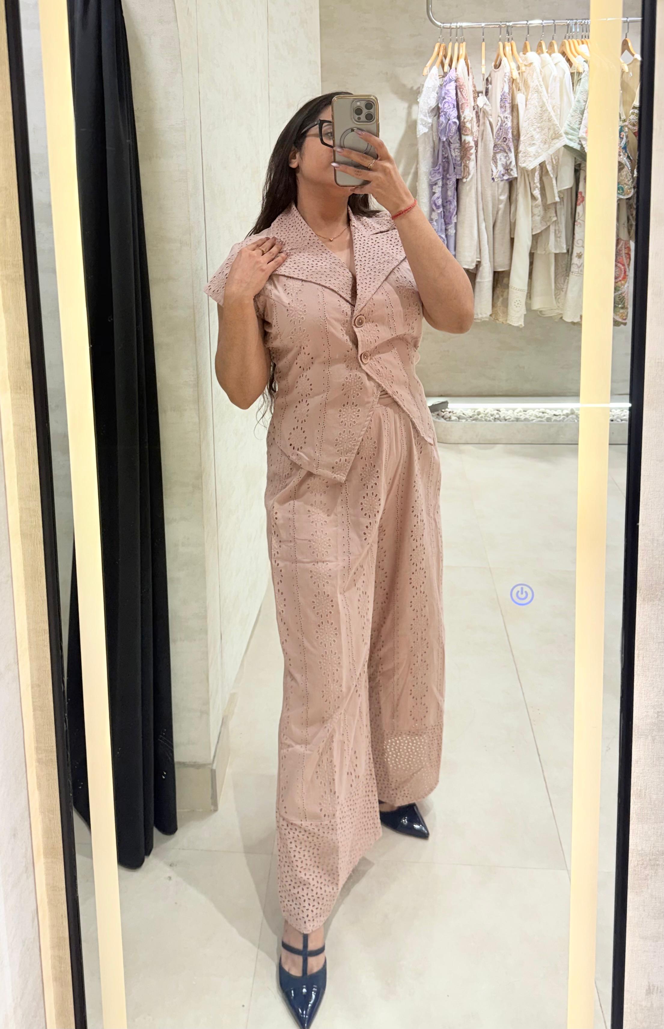 Vest Coat Style Schiffli Coord Set
