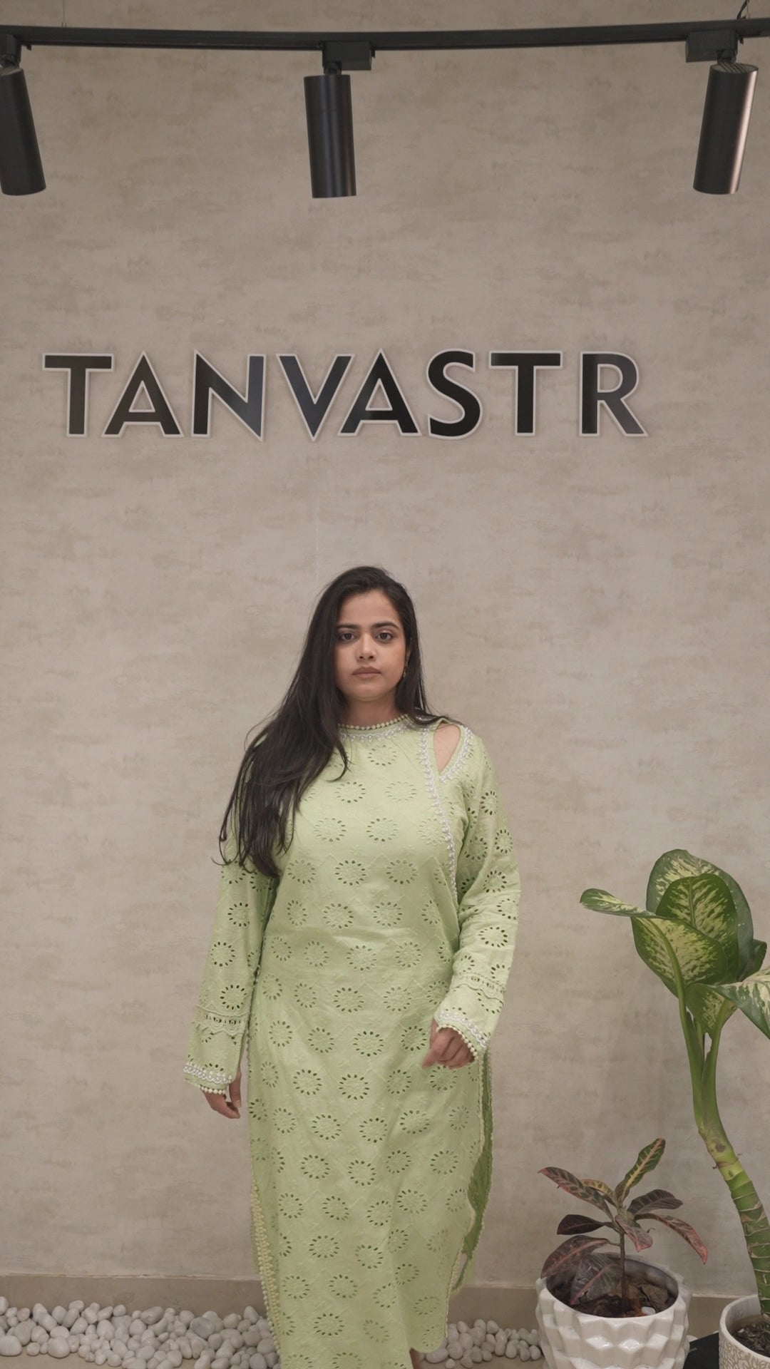 Floral Schiffli Long Straight Kurta with Pants