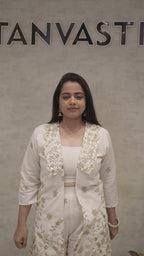 Embroidered Long Shrug Three Piece Set