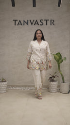 Embroidered Motif Collar Shirt with Pants