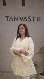 A-line Thread Schiffli Kurta with Plazzo Pants