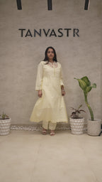 A-line Long Kurta Net Yoke with Pants