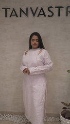 Floral Schiffli Long Straight Kurta with Pants