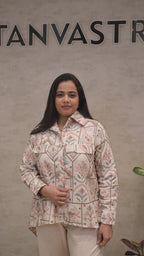 Cross Stitch Embroidered Shirt with Flared Pants